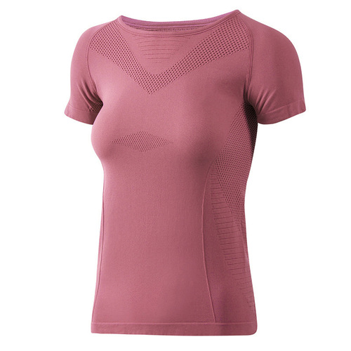 Sports short-sleeved women's elastic fitness clothing yoga tops women's tight-fitting running training half-sleeved summer slimming quick-drying T-shirt