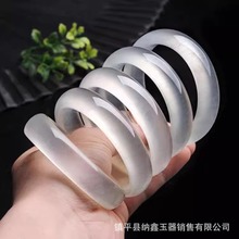 厂家批发天然冰种蚕丝玉阿富汗玉冰透缠丝玉和田白玉手镯玉手镯