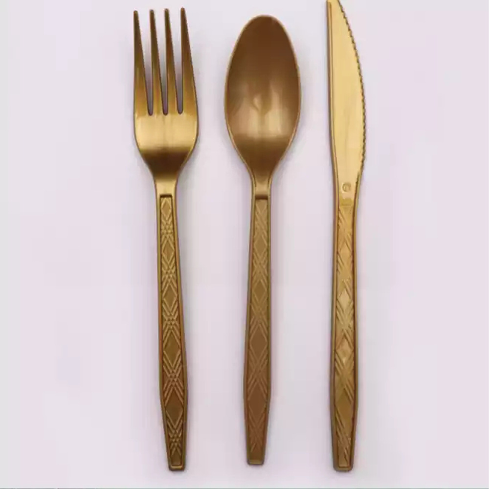 En stock al por mayor PS color desechable cuchillo de plástico y tenedor cuchara fiesta cumpleaños boda desechable cuchillo de plástico y tenedor cuchara