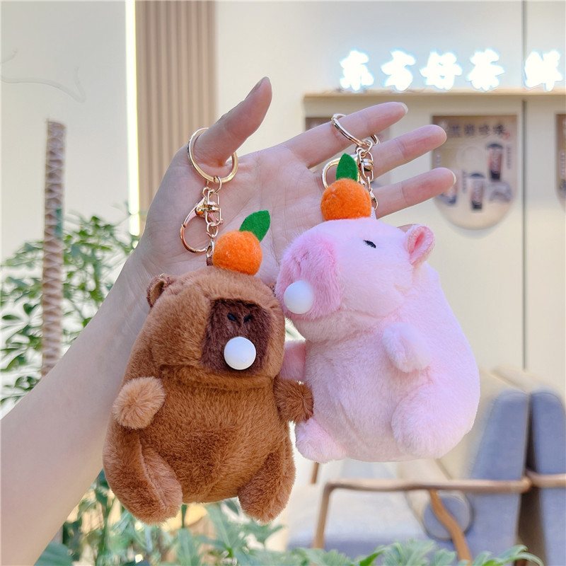 Kapibara puf puf pulseras Kapibara puff puff doll pellizco muñeco de peluche capibara colgante chirrido