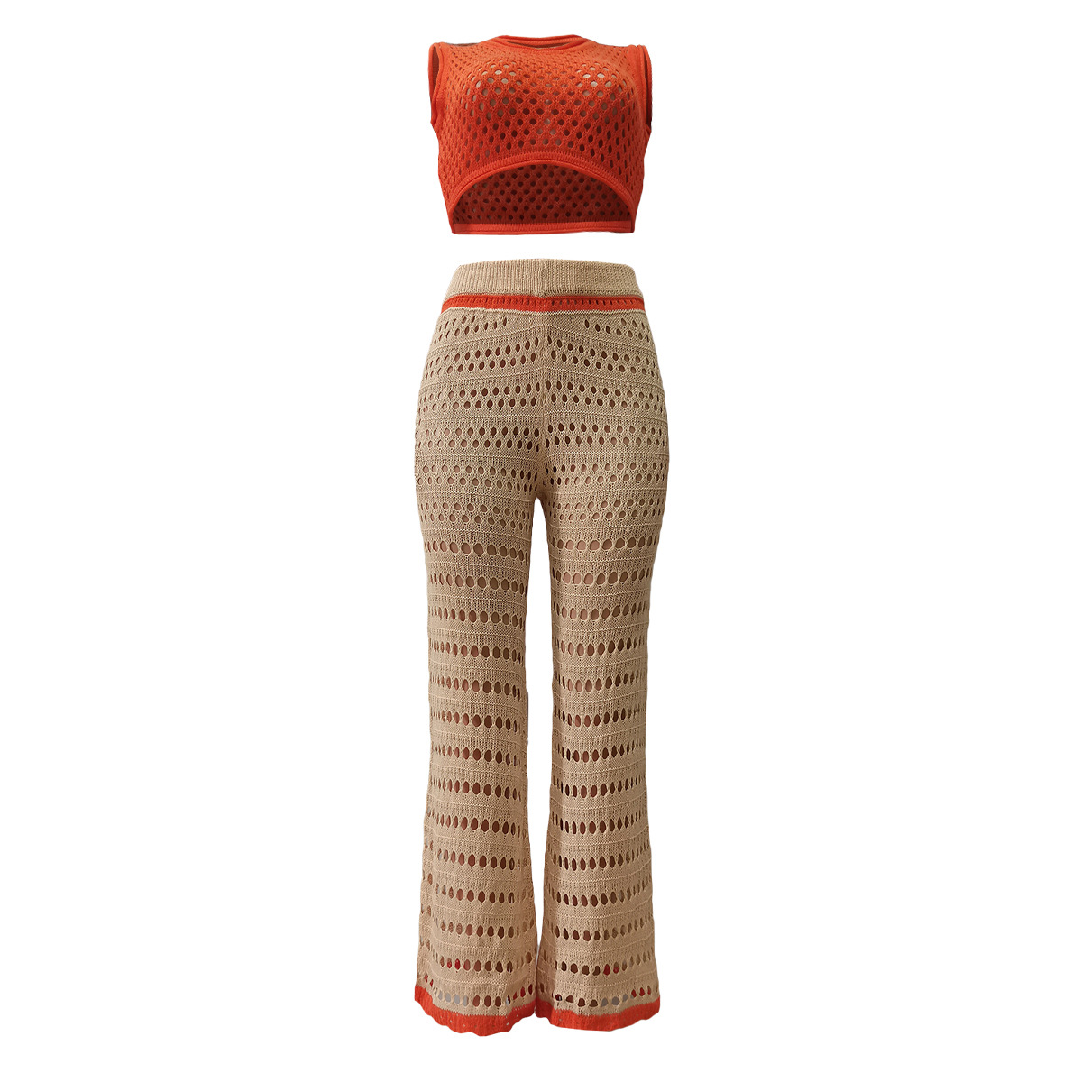 Urban Fashionable Knitted Hand Crochet Outdoor Sports Casual Suit Women Clothing