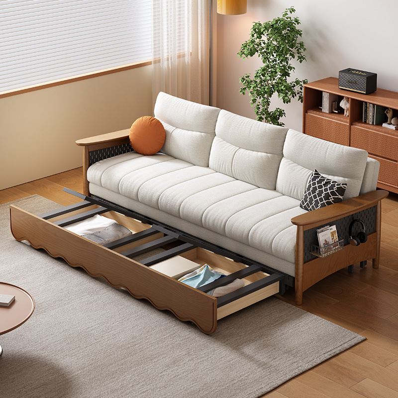 Multifunctional Sofa, Dual-Purpose Solid Wood Retractable Sofa Bed, Folding Dual-Purpose Small Apartment Living Room Study Sofa Bed
