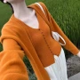 宽松秋冬v领新款毛衣