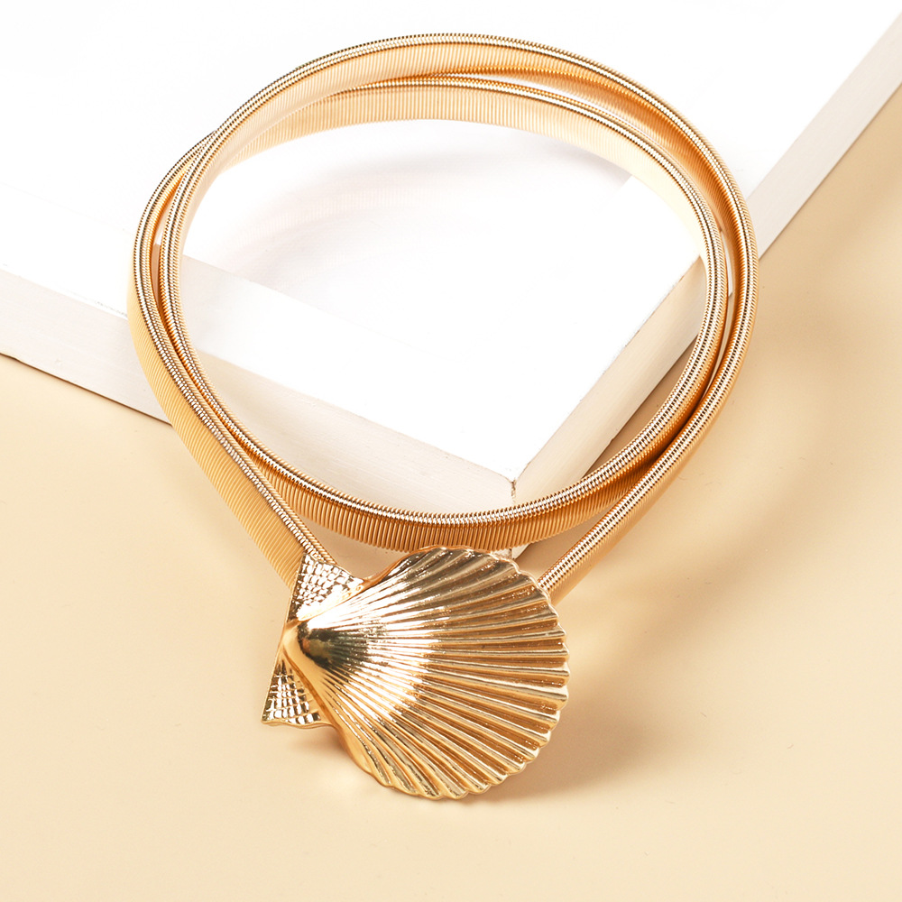 Modischer Metallgürtel, elastische und elastische Schleife für Damen, vielseitige dekorative Taillenkette, europäischer und amerikanischer Schmuck, Körperkette, Valentinstagsgeschenk_voghion.com