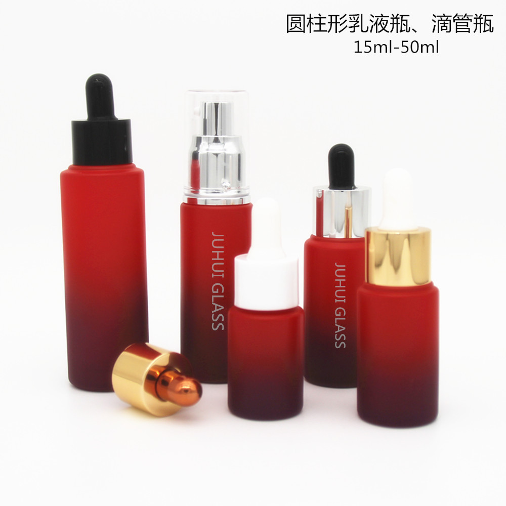 丝印喷涂圆柱形精华液乳液瓶滴管压泵化妆品瓶15 20 30 40 50ml
