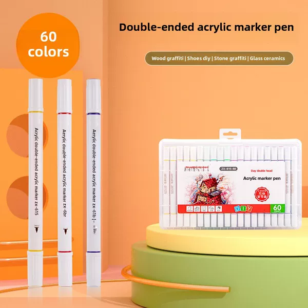 Soft Head Double Head Acrylic Marker suit Waterproof Pervious Paper Stackable Color Round Pole Student Watercolor Pen Painting Pen