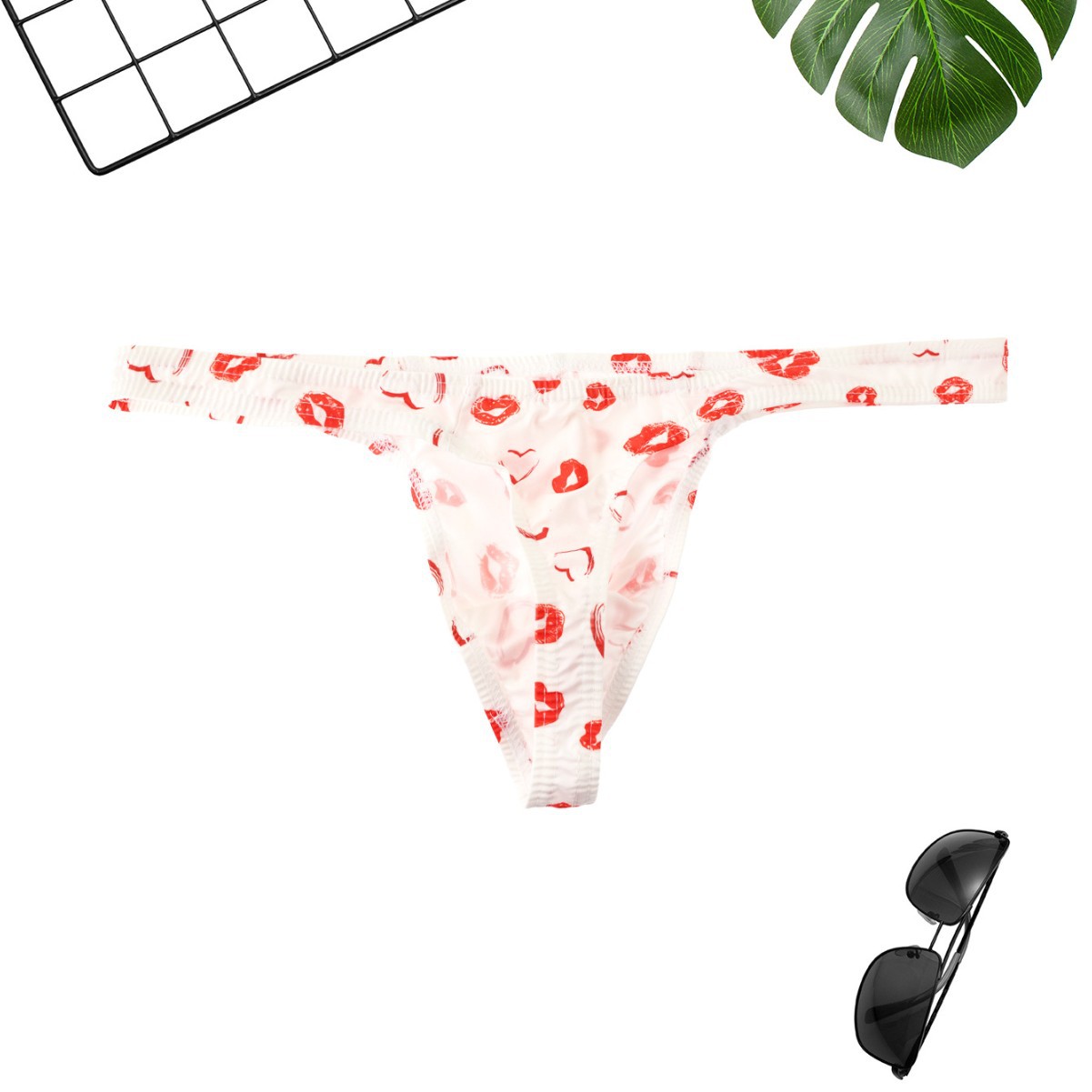 Dropshipping Bikini Underwear Men's Thong Sexy Low Waist Print Sexy Amazon