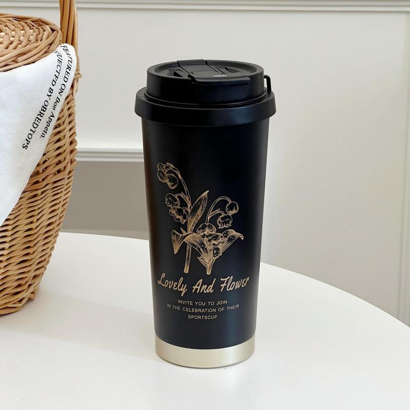 高颜值铃兰花双饮316不锈钢保温杯高颜值简约车载办公咖啡杯批发|undefined