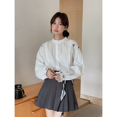 【温柔浮花绘】歌铭复古通勤蕾丝刺绣白衬衫女秋季新款上衣N503C