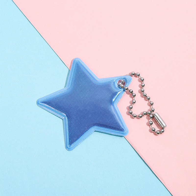 Llavero Colgante Reflectante de Estrella de PVC para Mochila Escolar y Ciclismo