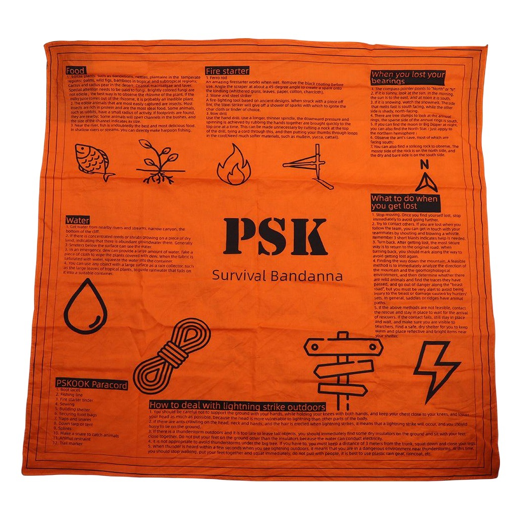 Outdoor First Aid Square Scarf Cycling Turban Face Towel Wilderness Survival Tactical Square Scarf Pure Cotton Bandana