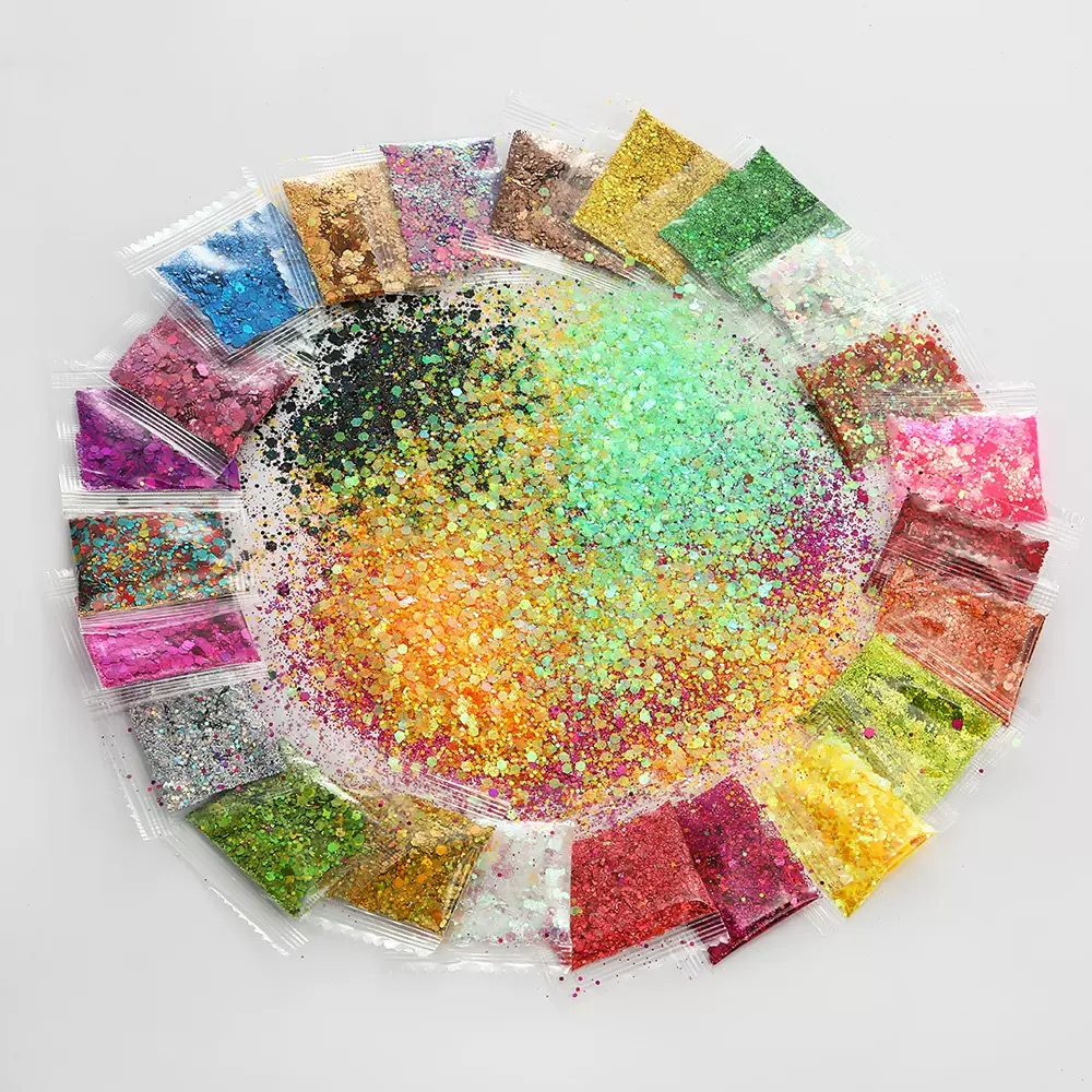 韩版炫彩亮片超高闪亮装饰高级感镭射闪粉DIY滴胶手工材料美甲饰