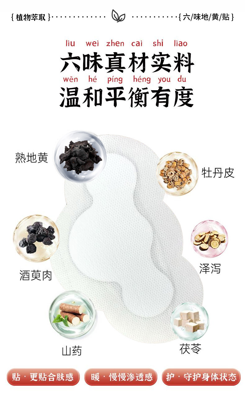 Liuwei Dihuang Herbal Heat Patch with Nanyang Mugwort for Warming Acupoint Care 5 Patches per Box specifications