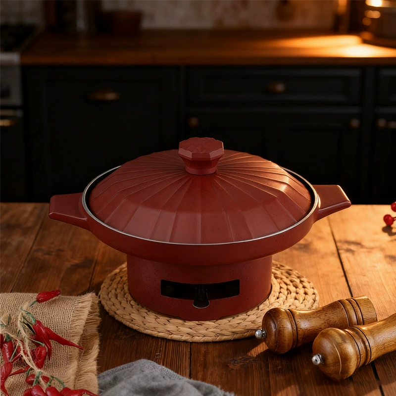 Многофункциональный глиняный горшок из коммерческого алюминиевого сплава в японском стиле с крышкой, сухой горшок с антипригарным покрытием, совместимый с газовой плитой и индукционной плитой.