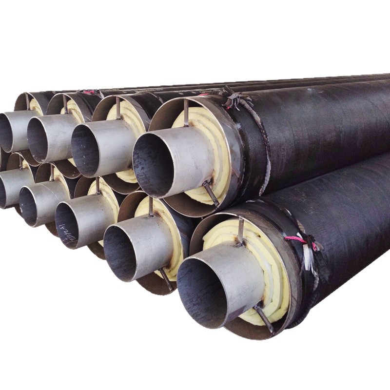 Fábrica de acero prefabricado tubo de aislamiento de vapor enterrado directo lana de vidrio de roca centrífuga tubo de aislamiento compuesto de lana de vidrio