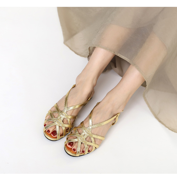 Woven Roman Sandals, Summer Open-toe Low-heeled Women's Shoes, One-strap Buckle, Versatile And Fashionable Commuter_vogvips.com