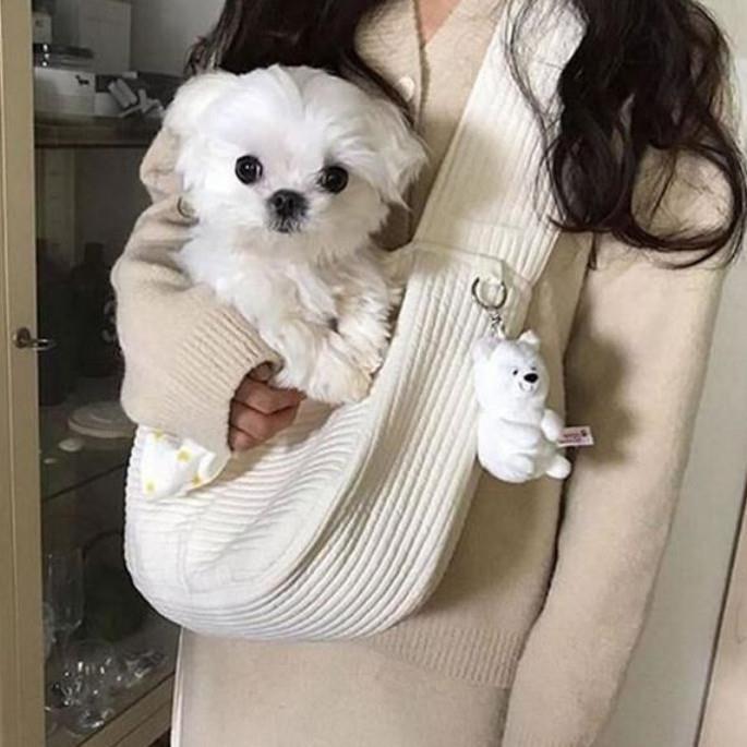 宠物背包猫咪狗狗外出便携式斜挎包小型犬种帆布包包单肩款猫包袋