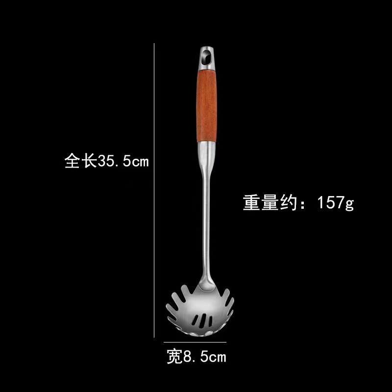 304 Palisandro Palo Palo Palo de cocina de acero inoxidable para el hogar Cuchara Cuchara Anti-escaldado Mango hueco Palo Palo Juego de utensilios de cocina