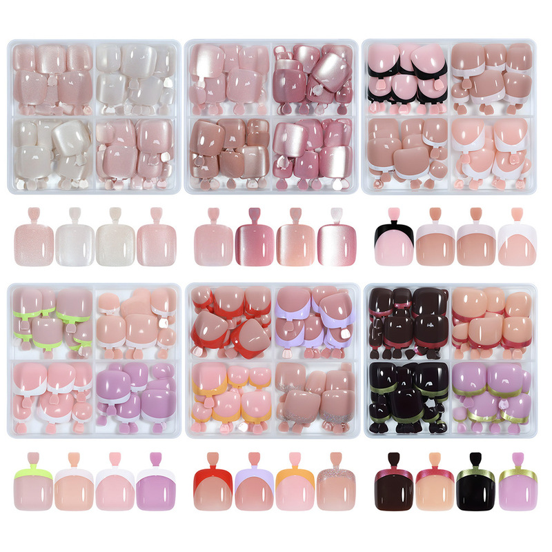 96 pieces of four-grid solid color square wearable short square fake toenails summer finished toenail nail art patches 96 pieces of four-grid solid color square wearable short square fake toenails summer finished toenail nail art patches
