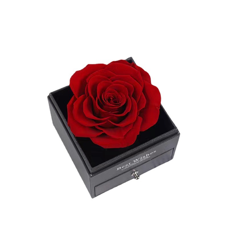 Caja de regalo de collar de rosa acrílica de flor eterna, caja de joyería para Navidad, San Valentín, regalo de cumpleaños, caja de regalo al por mayor