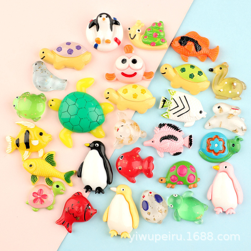 Resin Turtle Hole Shoes Snail Accessories Penguin Frog Small Fish Patches Animal Turtle Cream Glue DIY Materials