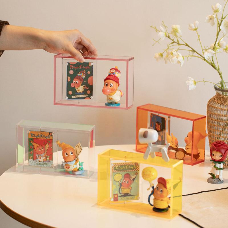 Star Man Blind Box Hand-Made Storage Photo Frame Acrylic Transparent Hollow Magnetic Small Card Display Stand Picture Frame as an Ornament