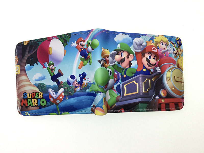Nuevo Super Mary cartera corta Super Mario estudiante unisex pu cuero Snap cartera