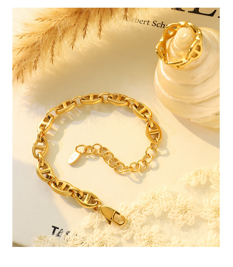 hip-hop fashion pig nose thick chain titamium steel necklace bracelet ring