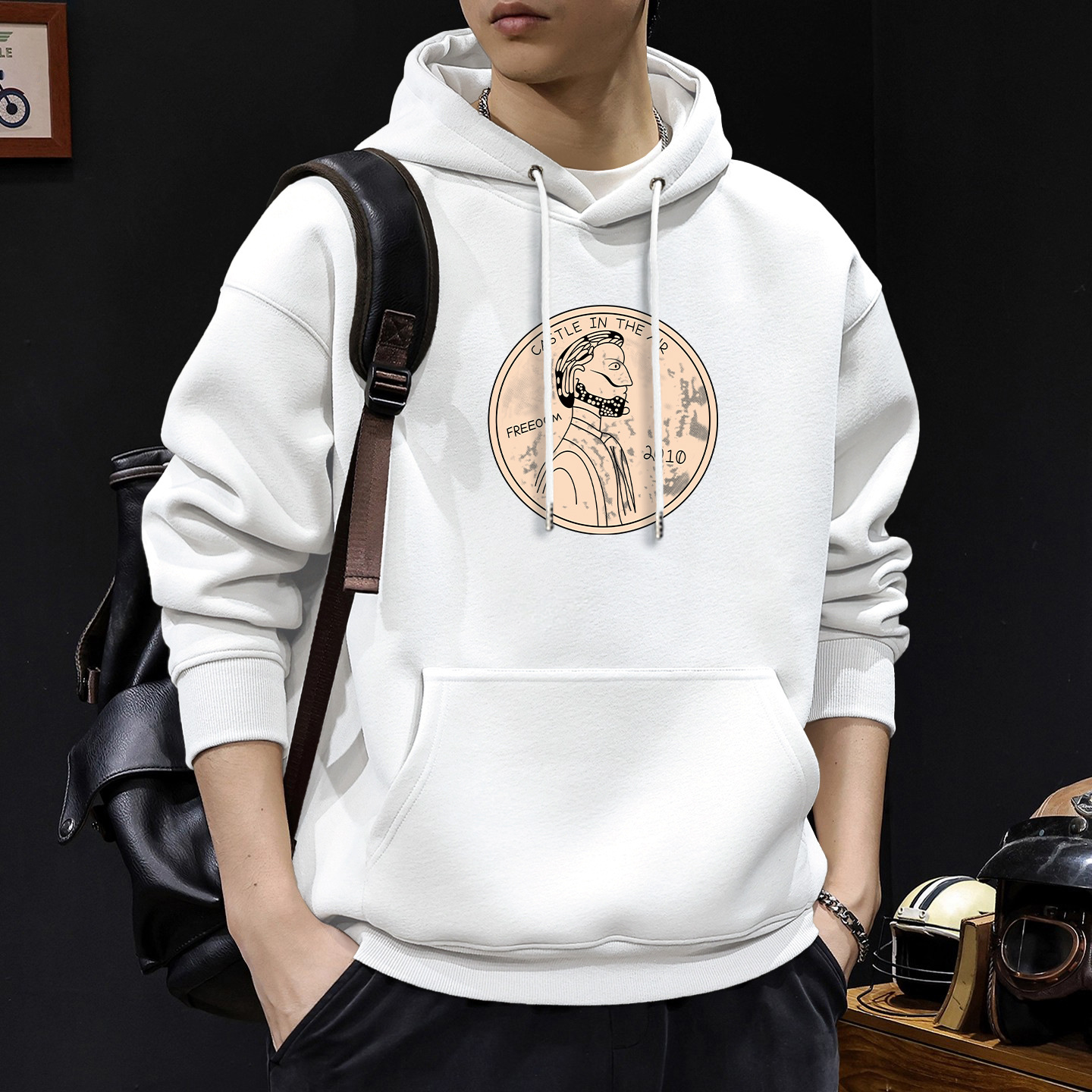 Chaqueta con capuz de moda masculina primavera y otoño nuevo tipo suelto simple pareja con chaqueta de lana de hombre