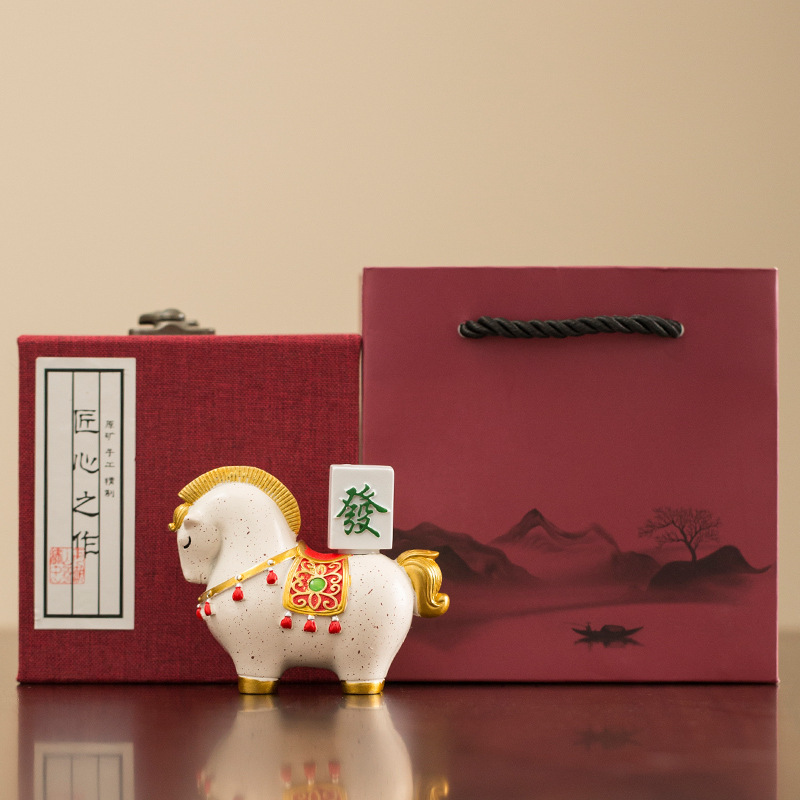 Guochao 馬の装飾品、ハイエンドのニッチワークステーション、デスクトップオフィス、ティーペット、装飾工芸品、手作りの誕生日プレゼント|undefined