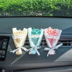 車載香薰出風口香水創意永生乾花束汽車裝飾擺件空調香氛夾玫瑰