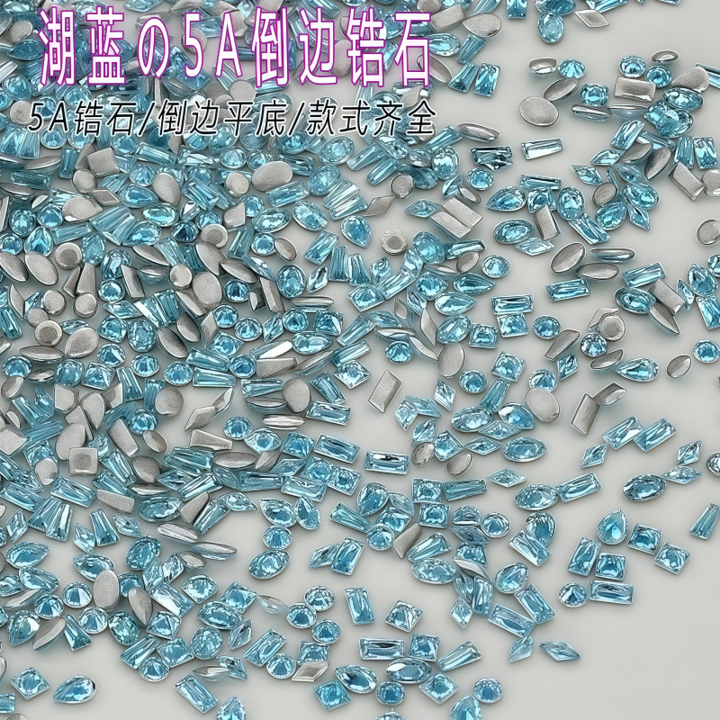 Mixed 5A Lake Blue Beveled Zircon Flat Bottom Bulk Sparkling Irregular Wearable Nail Rhinestones Yiwu Marquise Wholesale Nail Rhinestones
