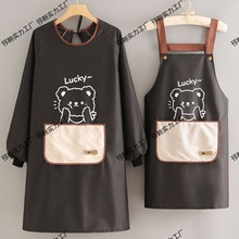 2025新款长袖防水围裙女家用厨房餐饮logo印字工作服简约