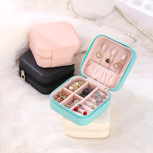 Zipper bag accessories earrings ear studs necklace rings jewelry portable storage box jewelry box jewelry organizer