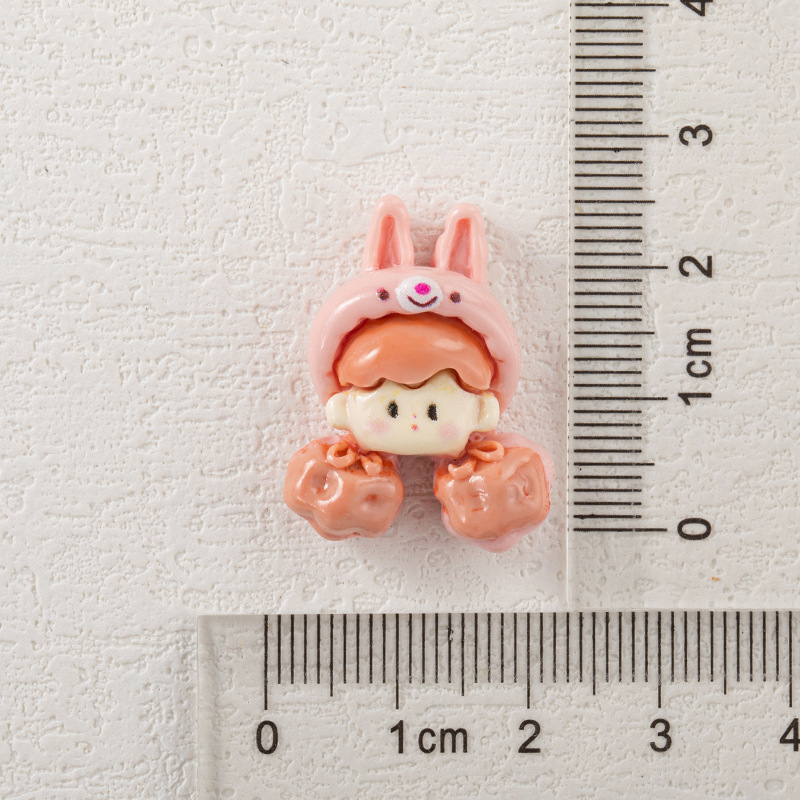 Caricatura palomitas de maíz chicas DIY accesorios de resina crema pegamento para el cabello de la caja del teléfono móvil agujero material de hebilla