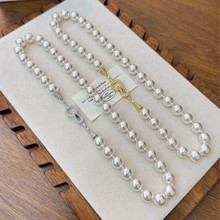 秋季新款珍珠毛衣链施家珍珠气质百搭时尚项链镶钻扣头珍珠项链女