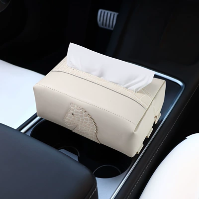 Pack, Car Armrest Box, Year of – Car tissue box/set - lucky-horse-apricot-crocodile-pattern