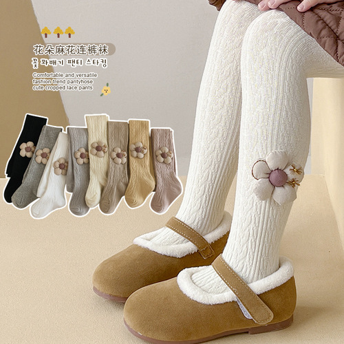  Autumn Children's Leggings Socks Flower Outerwear Girls' Pantyhose Anti-pilling Infant Baby Body Socks