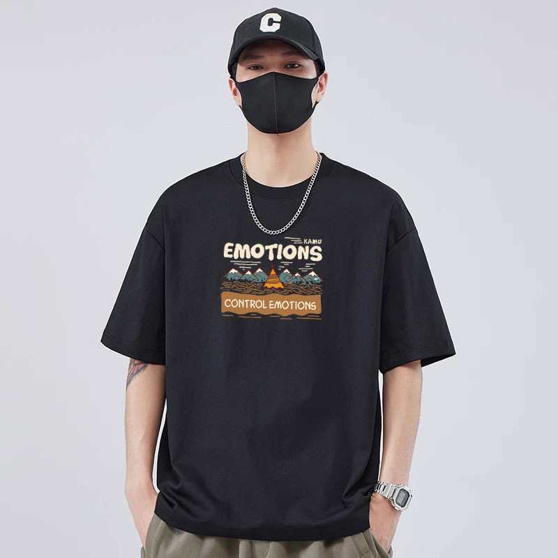 high quality Men's T-shirt 250g Heavy Short Sleeve Xinjiang Cotton T-shirt Loose Crewneck Casual Base Shirt Top