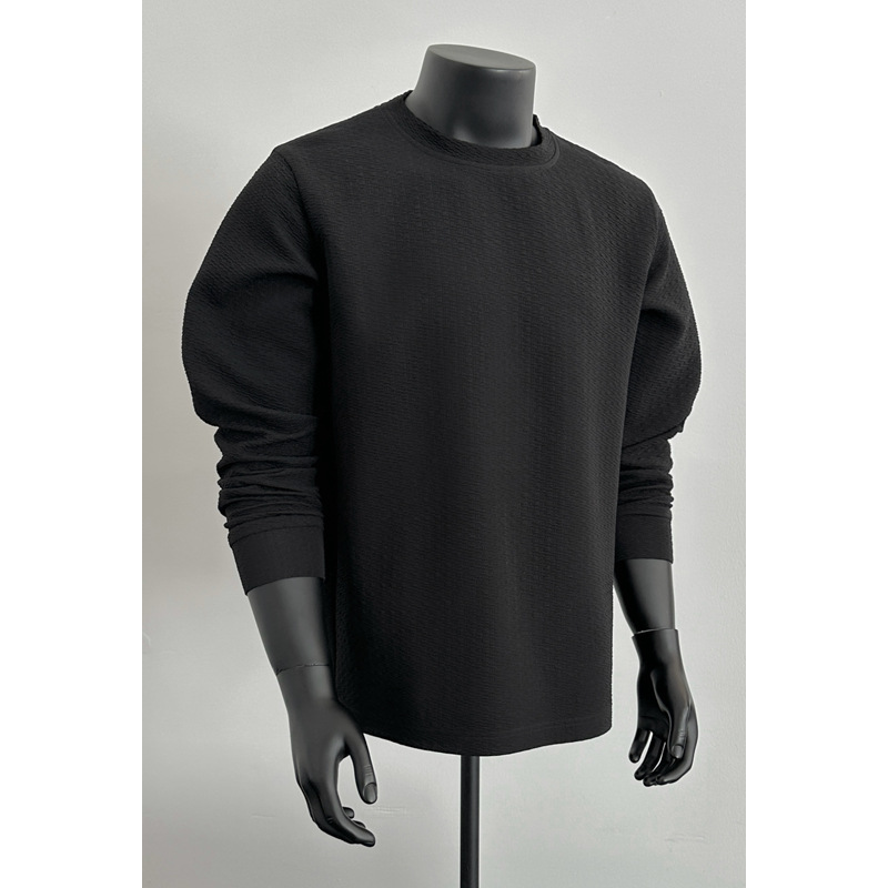 Jacquard Textured Sweatshirt For Men, New Round-neck Spring Style, American Retro Top, Trendy Brand, Stylish And Cool_voghion.com