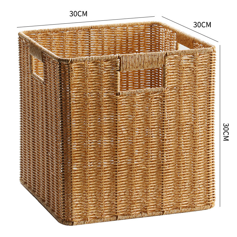 Cesta de almacenamiento de tela de caña imitación ropa sucia juguetes bocadillos cesta de almacenamiento de artículos de bambú tejido casero sala de estar gabinete de televisión escritorio completo