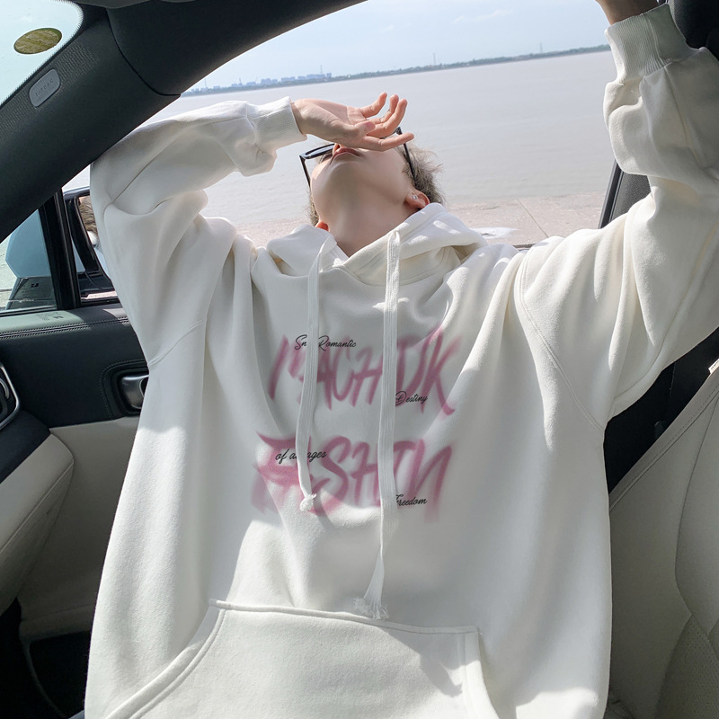 Hooded Sweater Men's 2024 Spring and Autumn New Heavy Trendy Brand Fuzzy Letter Printing Loose Casual Hoodie Jacket