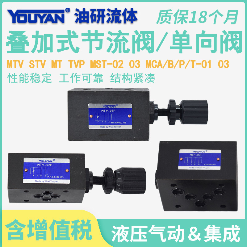 MST-03-20 MSP-01-30油研型STV-03P液压阀TVT叠加式节流阀MTV-02T