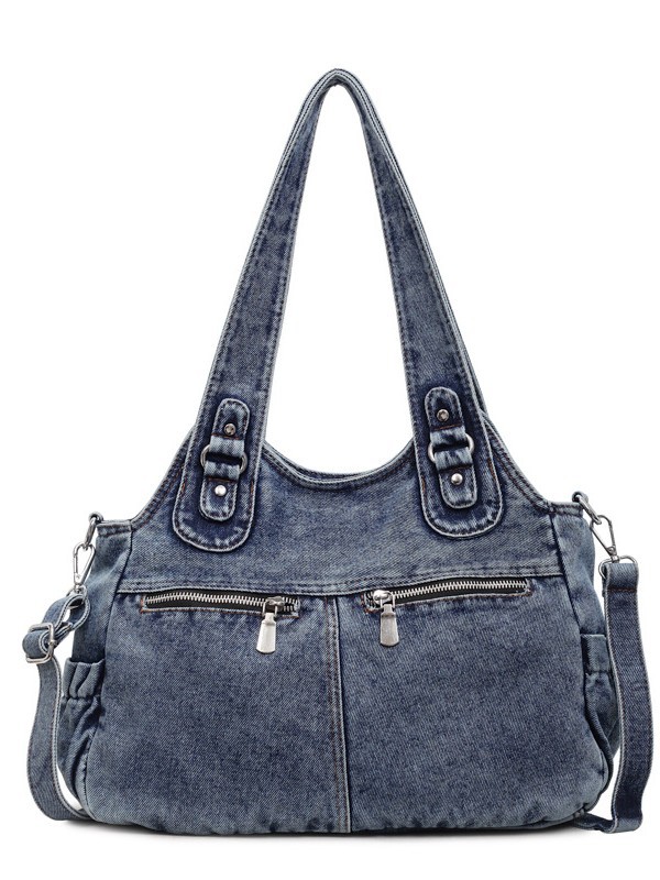 Bolso de denim para mujeres 2026 nueva moda multibolsillo de hombro tote de gran capacidad de transporte de mano mochila