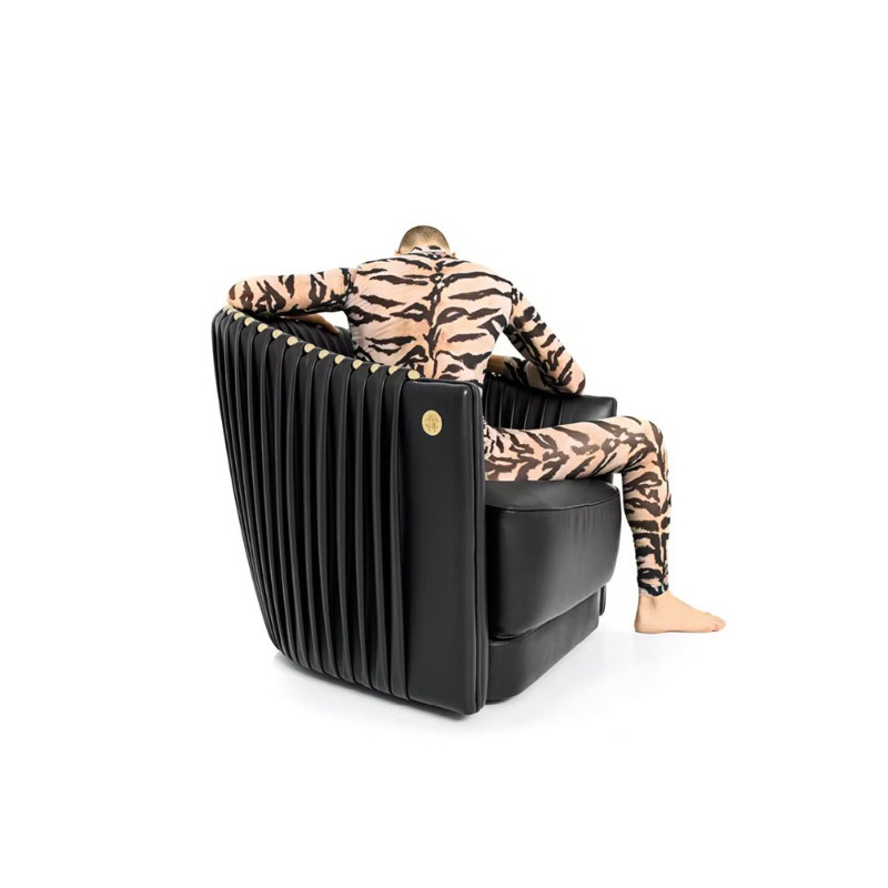 Roberto Cavalli高端真皮褶皺沙發椅別墅客廳狂野個性多人位沙發