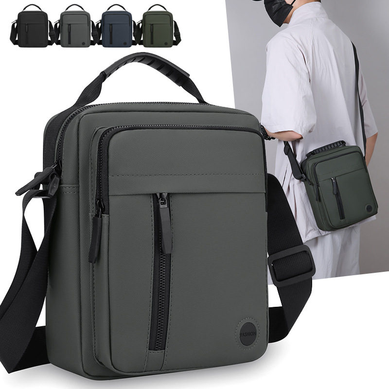 Cross-Border 2026 New Model Large-Capacity Men's Leather Shoulder Bag for Outdoor Travel, Water-Resistant Crossbody Bag, Handbag Wholesale