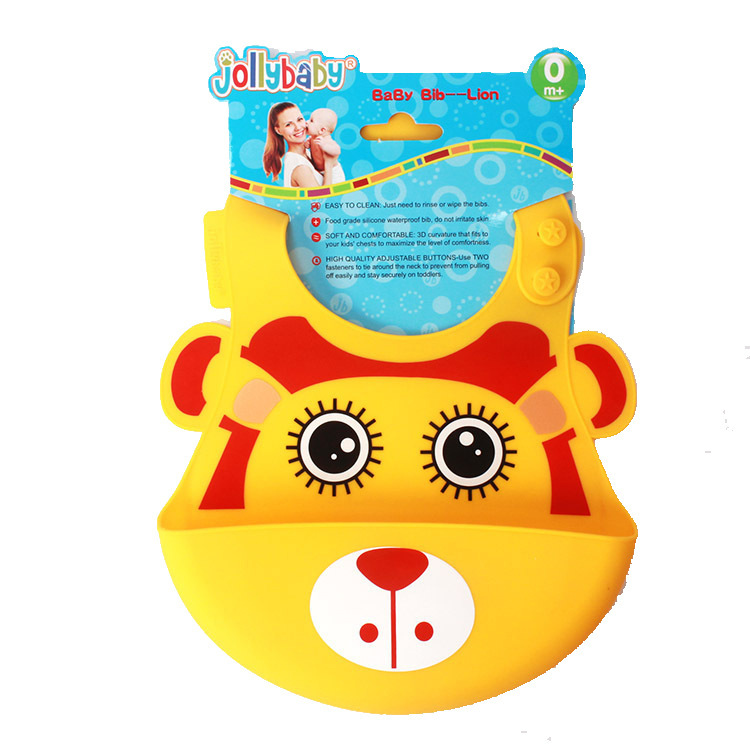 Jollybaby silicona animal babero tridimensional bebé babero alimentación babero ajustable anti-sucio niños babero