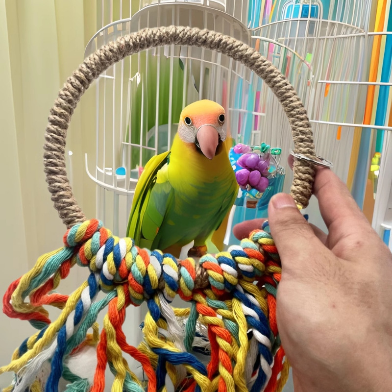Loro juguetes columpio creativo anillo de sisal piel de tigre peonía Xuanfeng mordisqueando anillo colgante de escalada accesorios para jaulas de pájaros suministros
