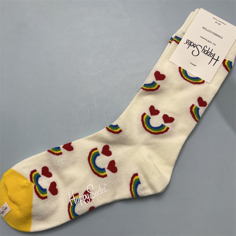 HappySocks彩色襪子女春秋ins潮愛心笑臉系列中筒外穿街頭潮襪子