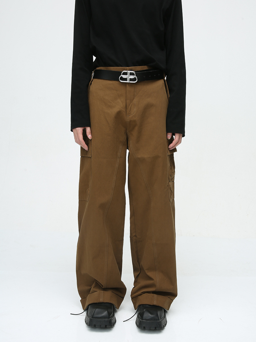 Mtlclothes ropa de Hombre | 2023 otoño retro funcional tridimensional diseño de bolsillo chaqueta pantalones casuales traje